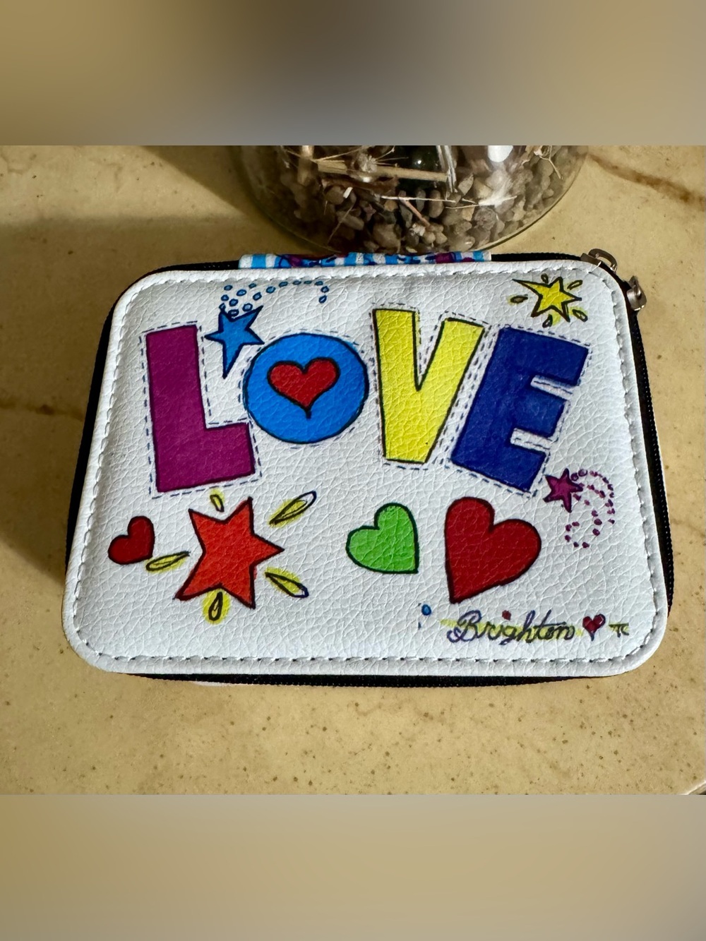 Brighton  LOVE Travel Jewelry Case  with Multicolor Hearts & Stars